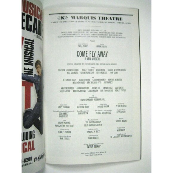 Come Fly Away Playbill 2010 Marquis John Selya Theatre Twyla Tharp Frank Sinatra - Picture 6 of 11